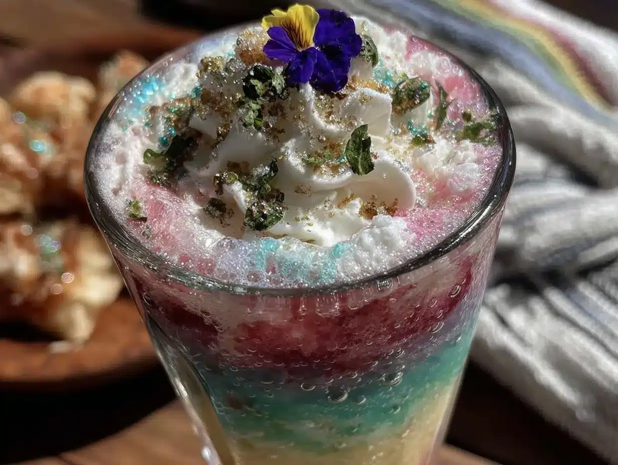 pastel rainbow layered mocktail preparation steps