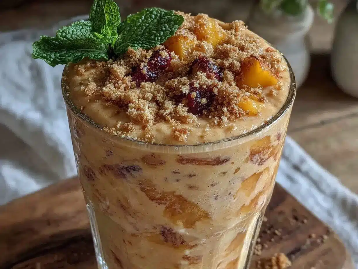 peach cobbler protein smoothie preparation steps
