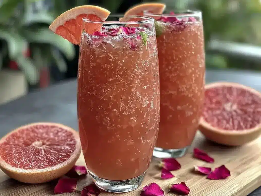 pink grapefruit sparkler with rose - featured image