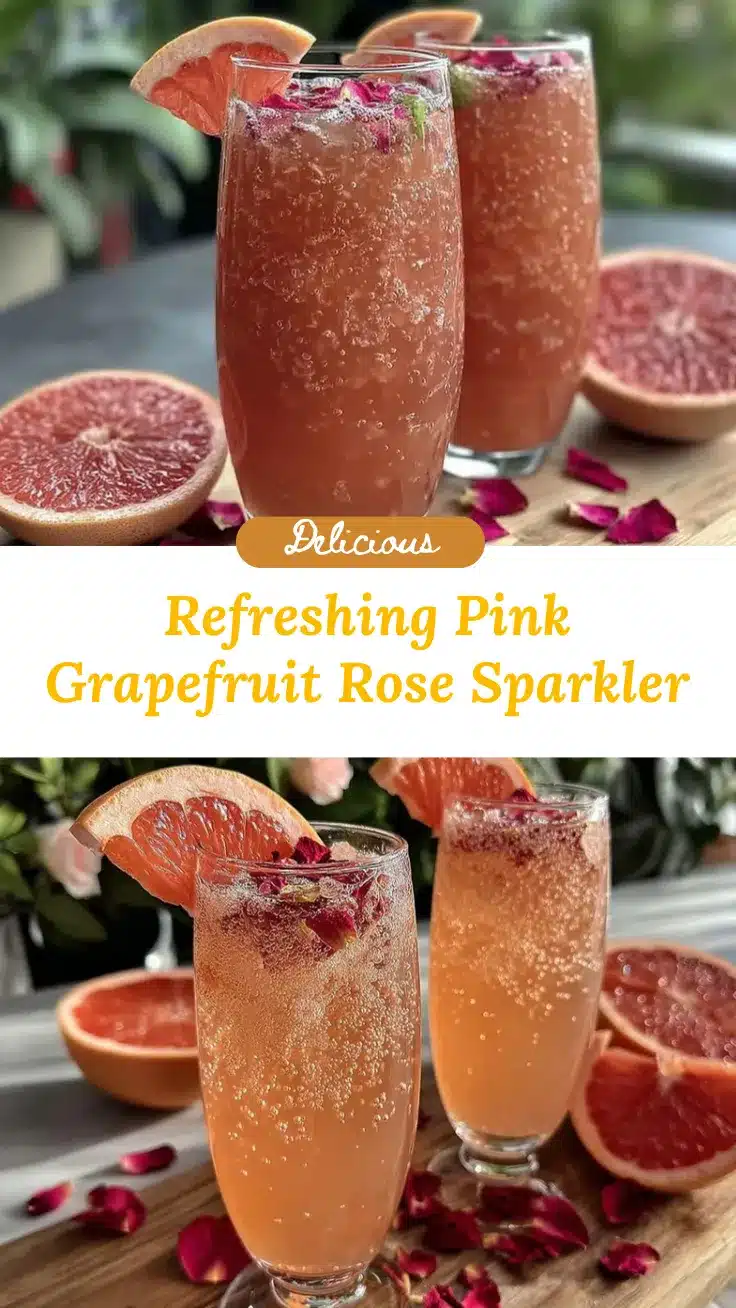 pink grapefruit sparkler with rose recipe