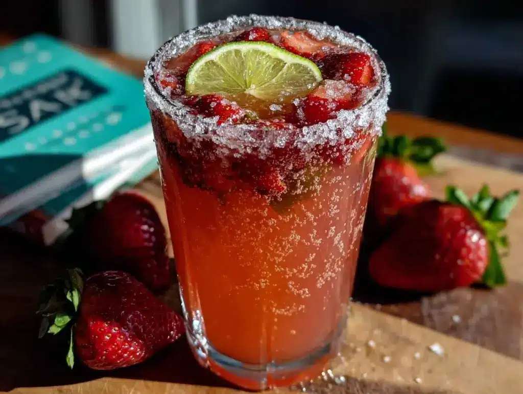 pink Moscato strawberry spritzer cocktail - featured image