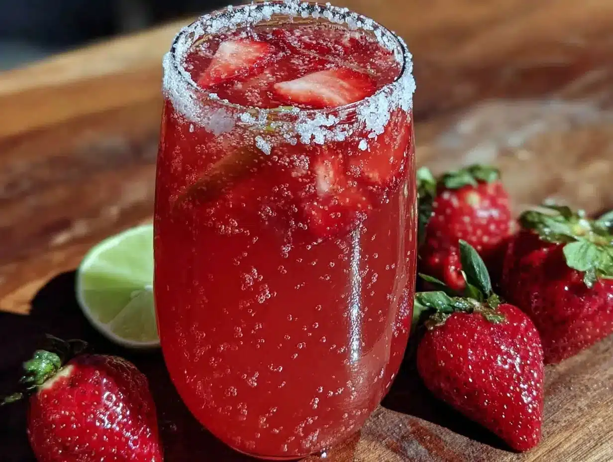 pink Moscato strawberry spritzer cocktail preparation steps