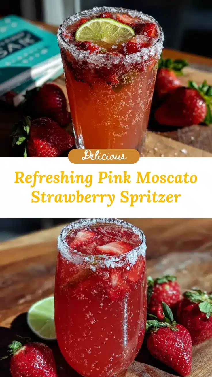 pink Moscato strawberry spritzer cocktail recipe