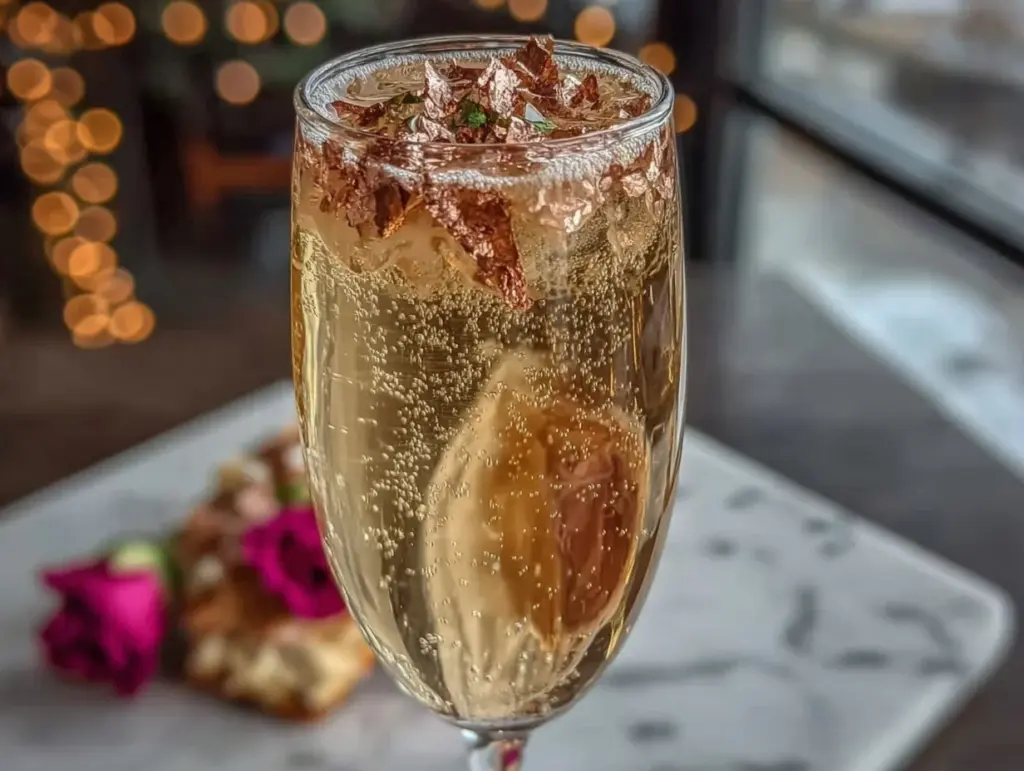 rose gold champagne cocktail - featured image