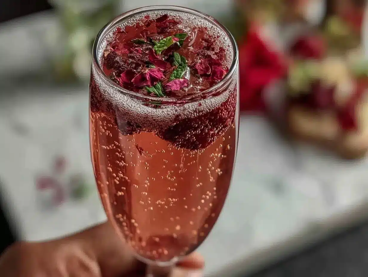 rose gold champagne cocktail preparation steps