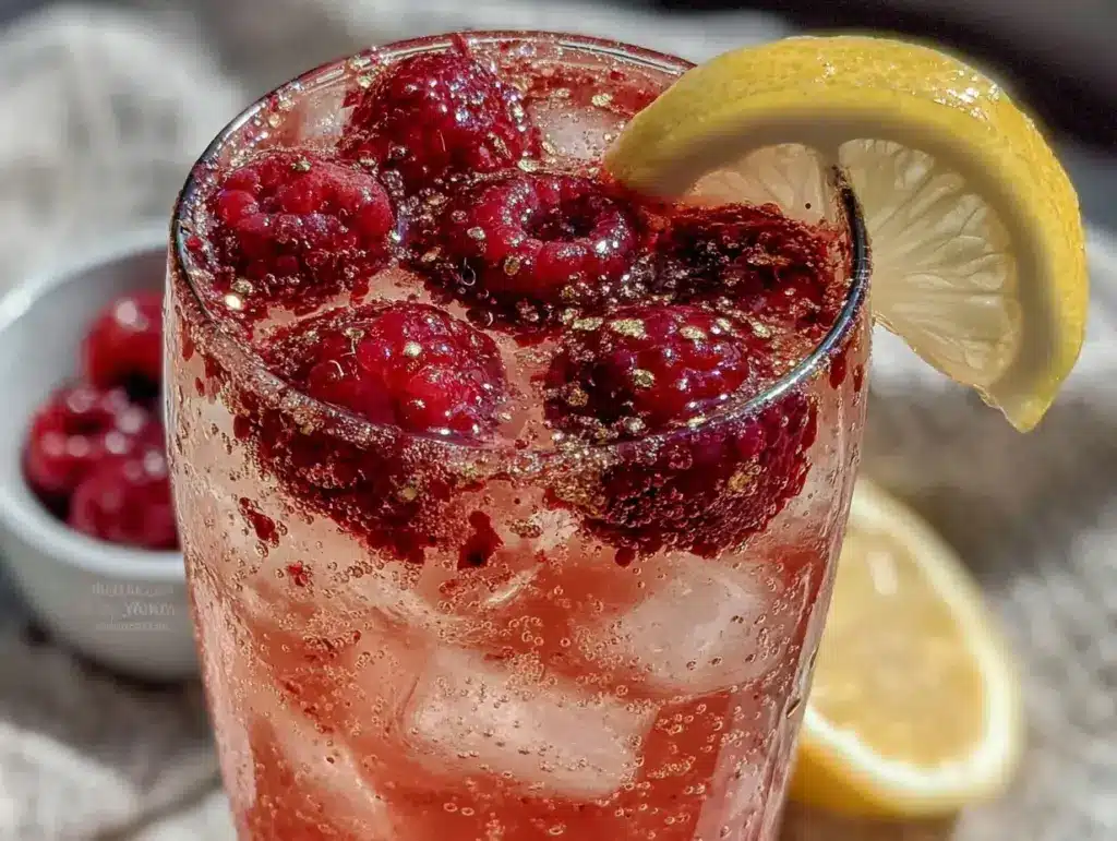 sparkling pink lemonade with raspberries - featured image