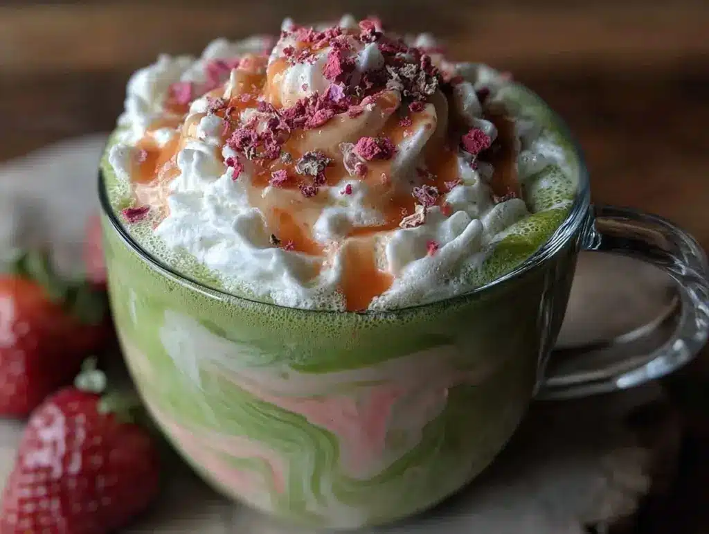 strawberry matcha latte recipe - featured image