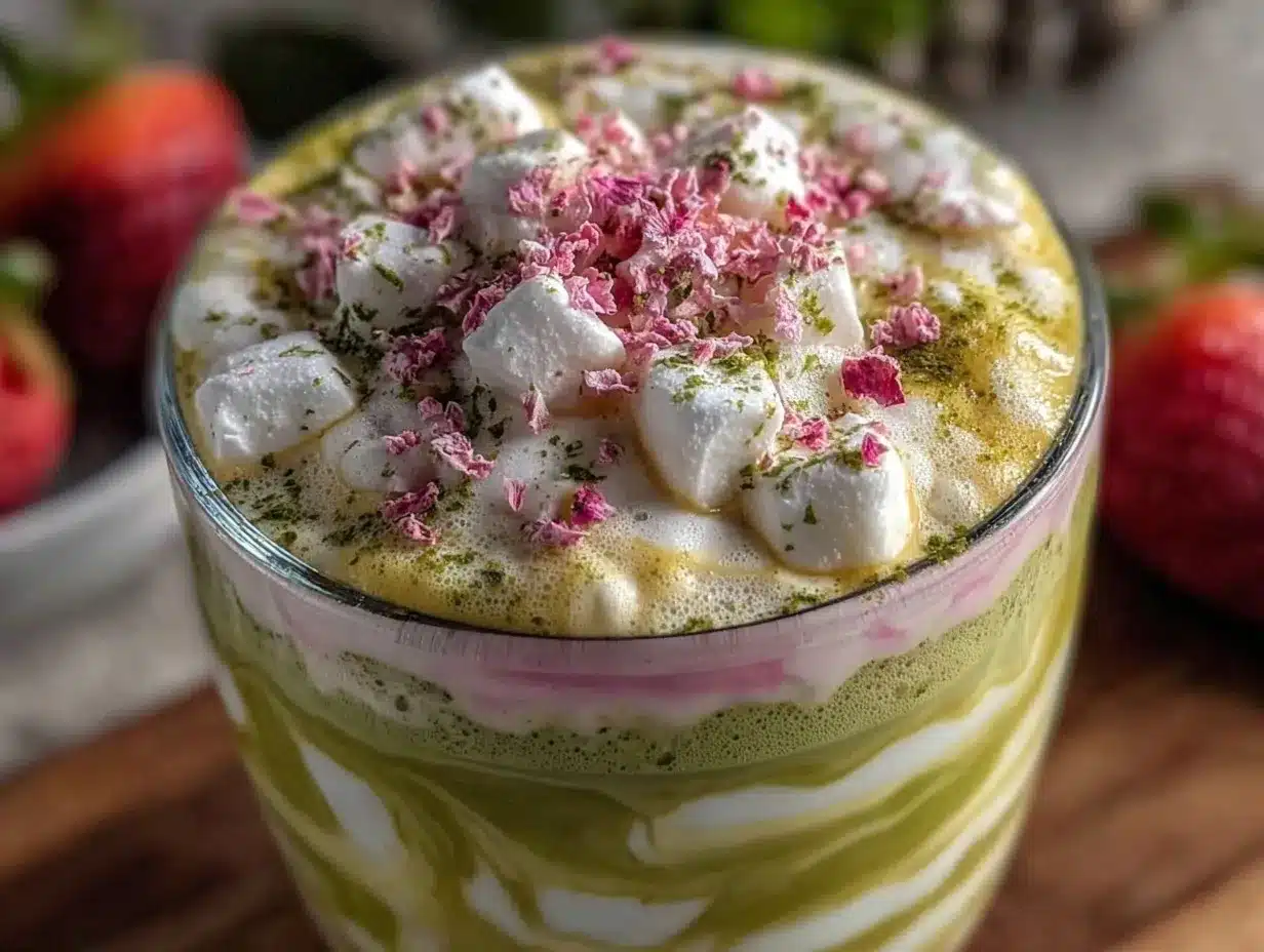 strawberry matcha latte recipe preparation steps