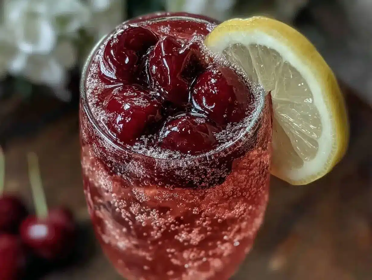 cherry amaretto fizz cocktail preparation steps