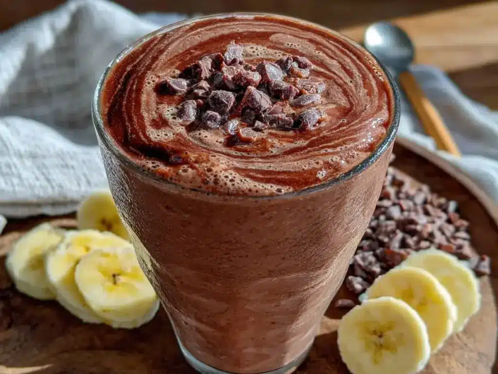chocolate banana protein smoothie - featured image