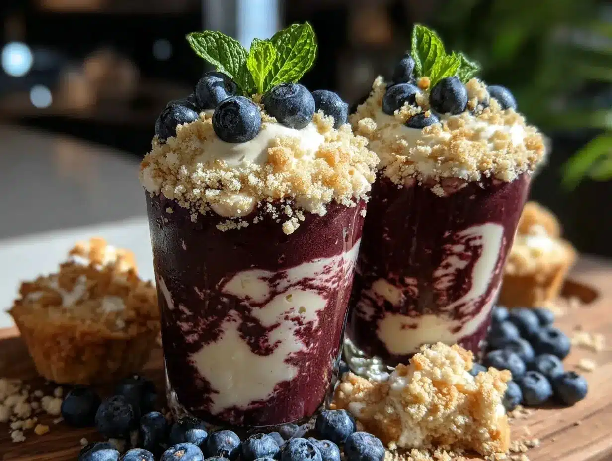 creamy blueberry muffin smoothie preparation steps
