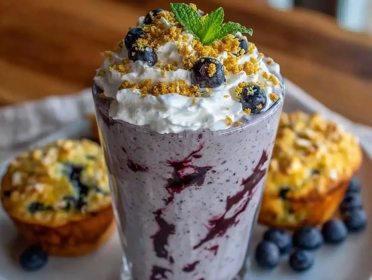 creamy blueberry muffin smoothie preparation steps