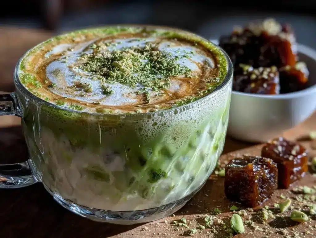 creamy brown sugar matcha latte - featured image