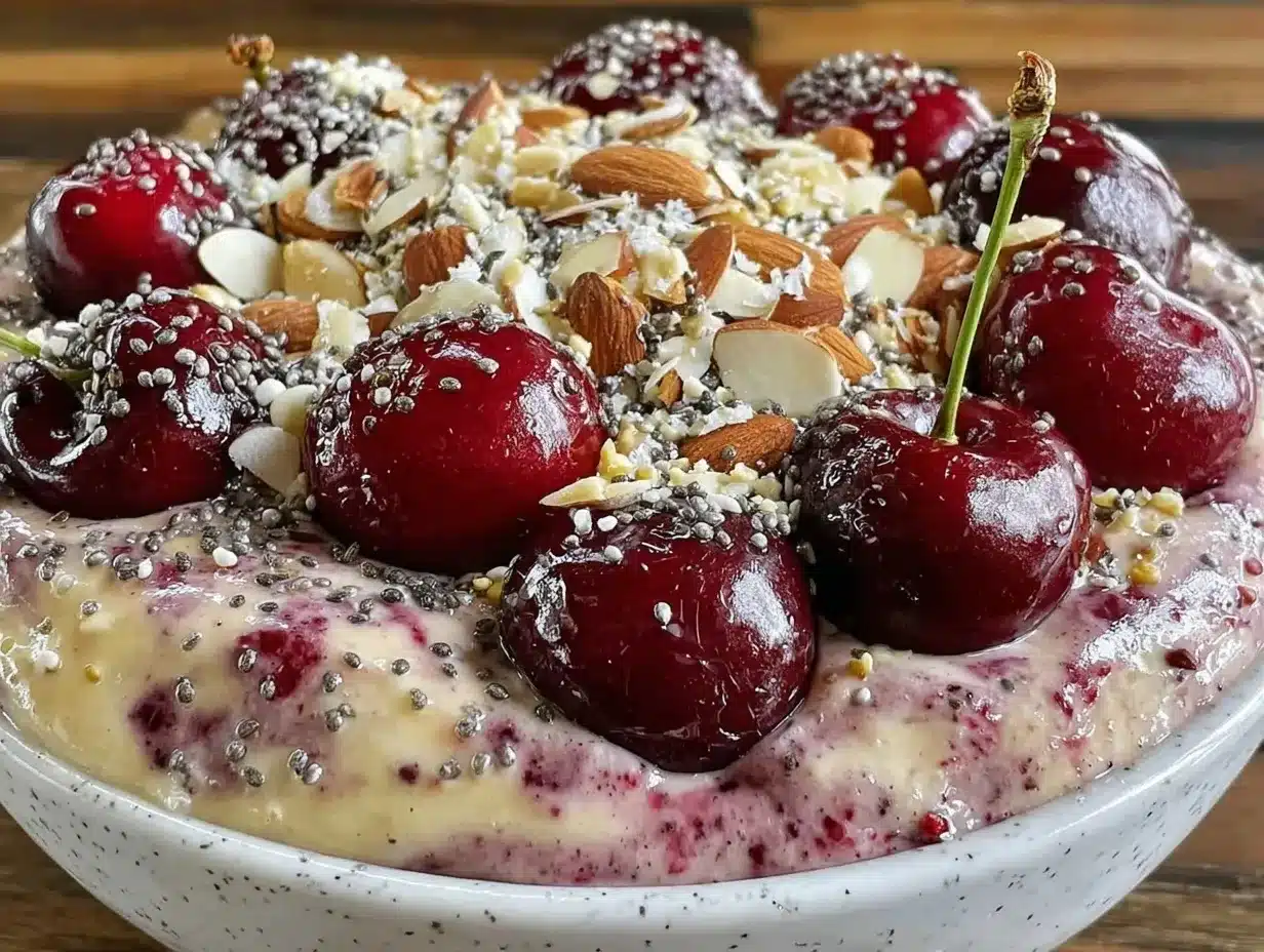 creamy cherry vanilla smoothie bowl preparation steps