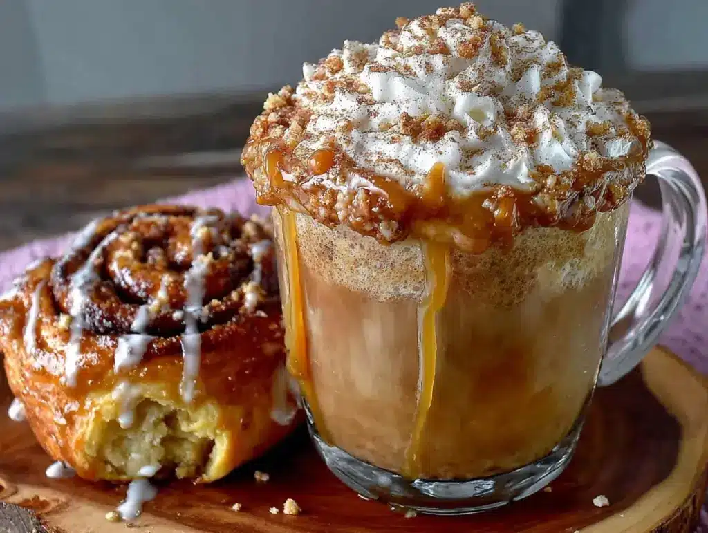 creamy cinnamon roll latte - featured image