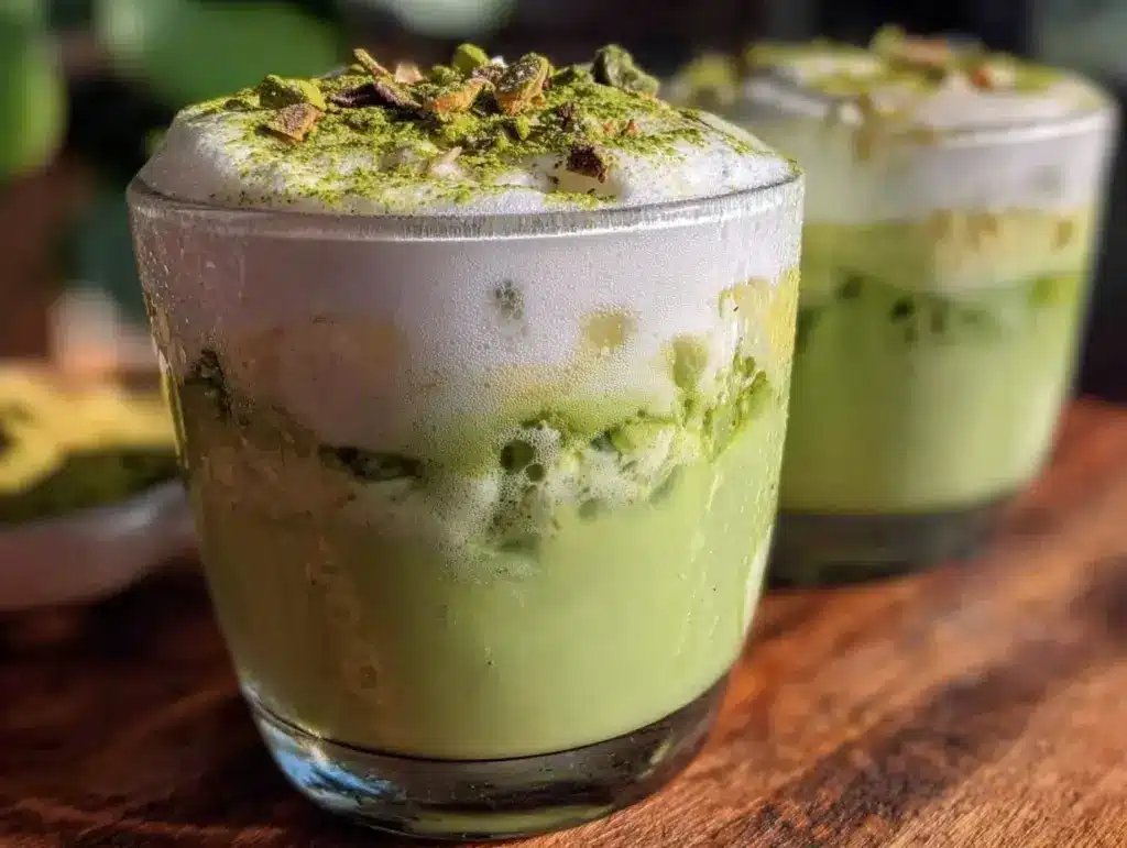 creamy coconut matcha latte - featured image