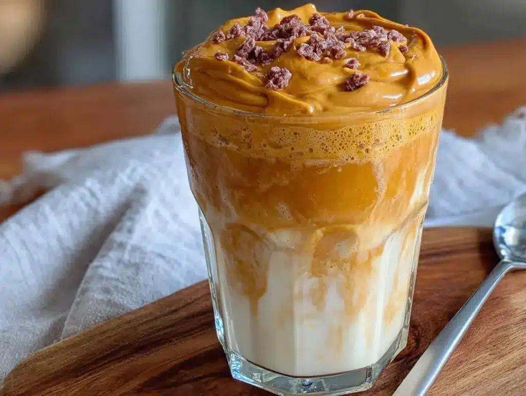 creamy dalgona whipped coffee with oat milk - featured image
