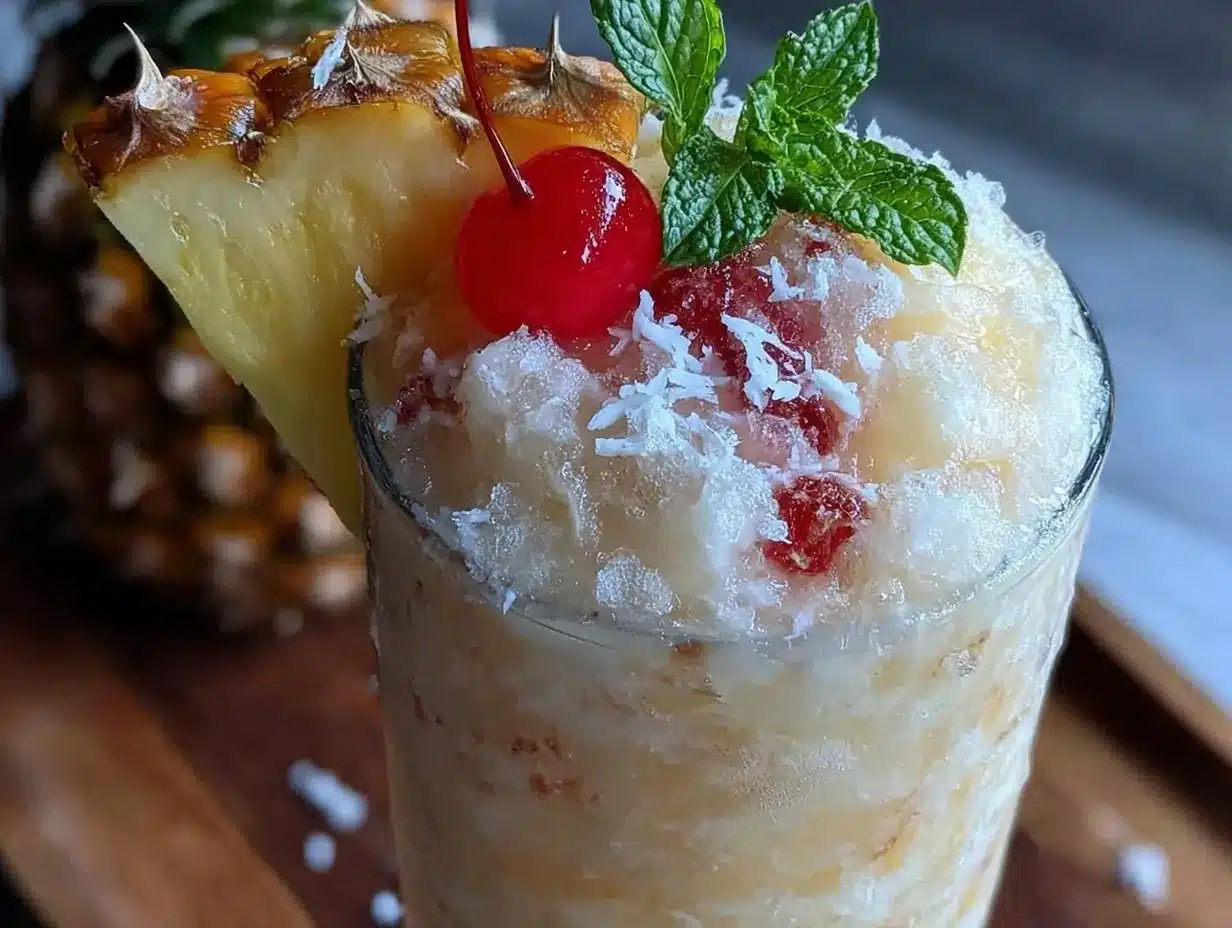 creamy frozen piña colada slushie preparation steps