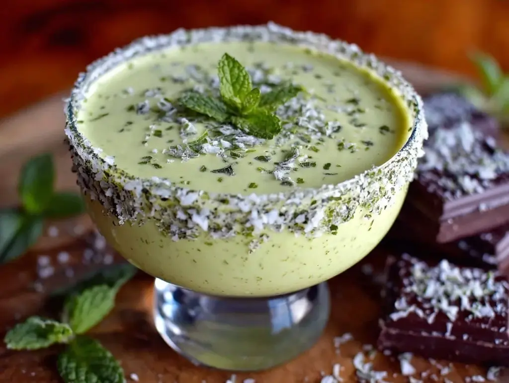 creamy grasshopper mint cocktail - featured image