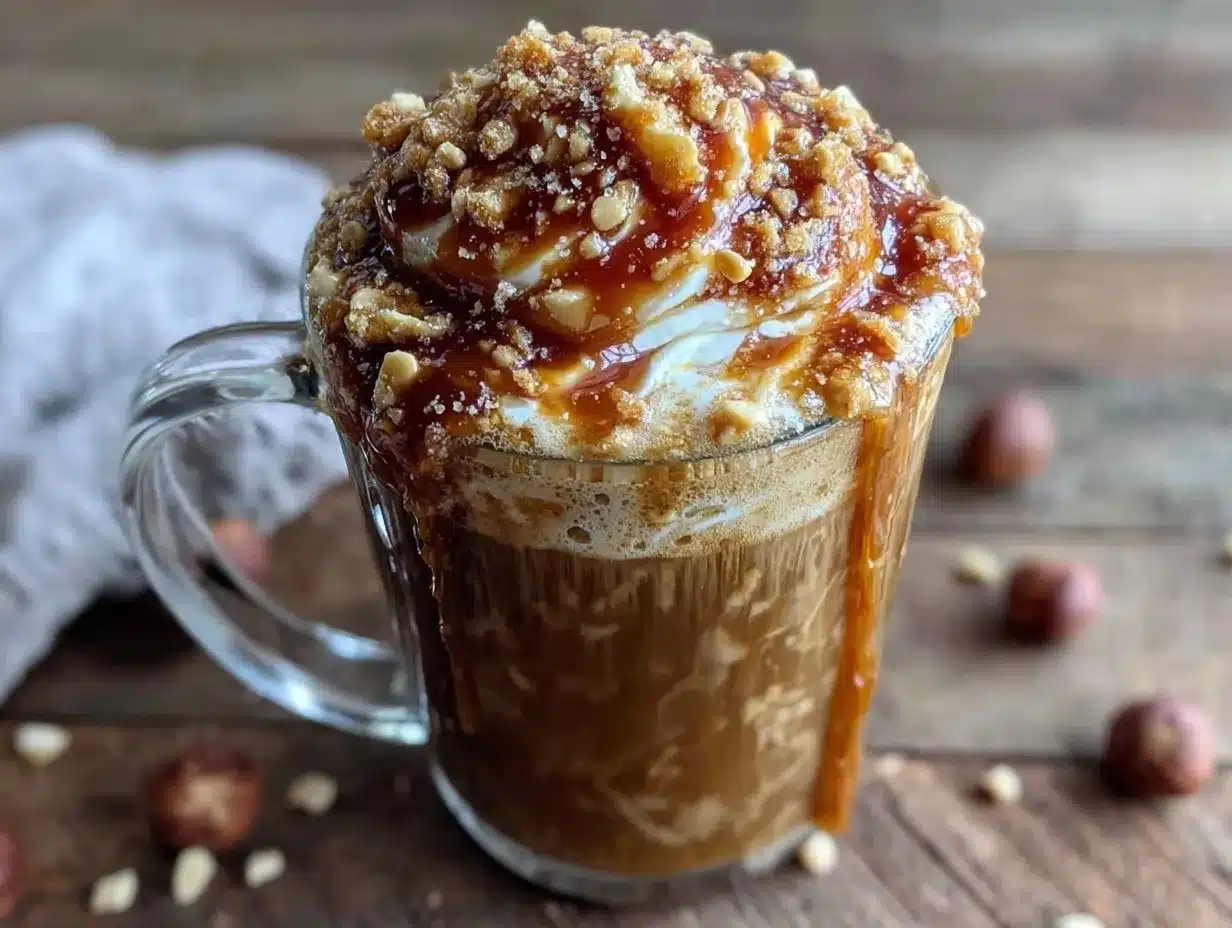 creamy hazelnut praline latte preparation steps