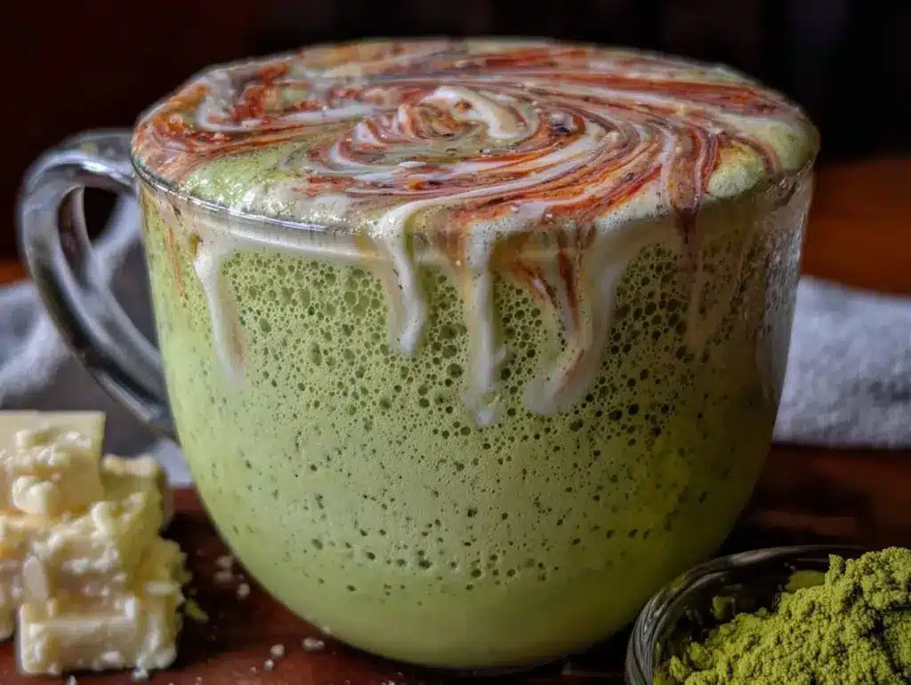 creamy lucky green matcha latte - featured image