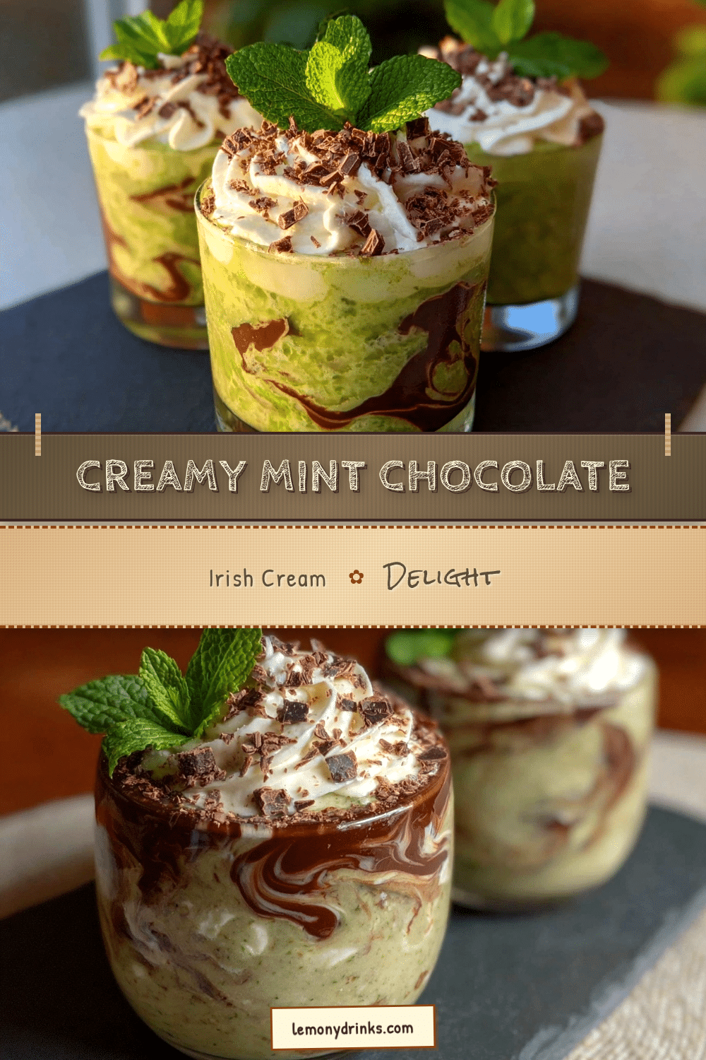 Creamy Mint Chocolate Irish Cream Cocktail recipe
