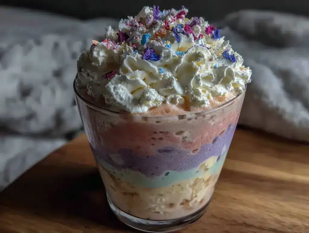 creamy pastel rainbow layered smoothie - featured image