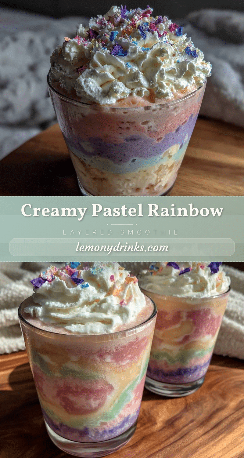 creamy pastel rainbow layered smoothie recipe