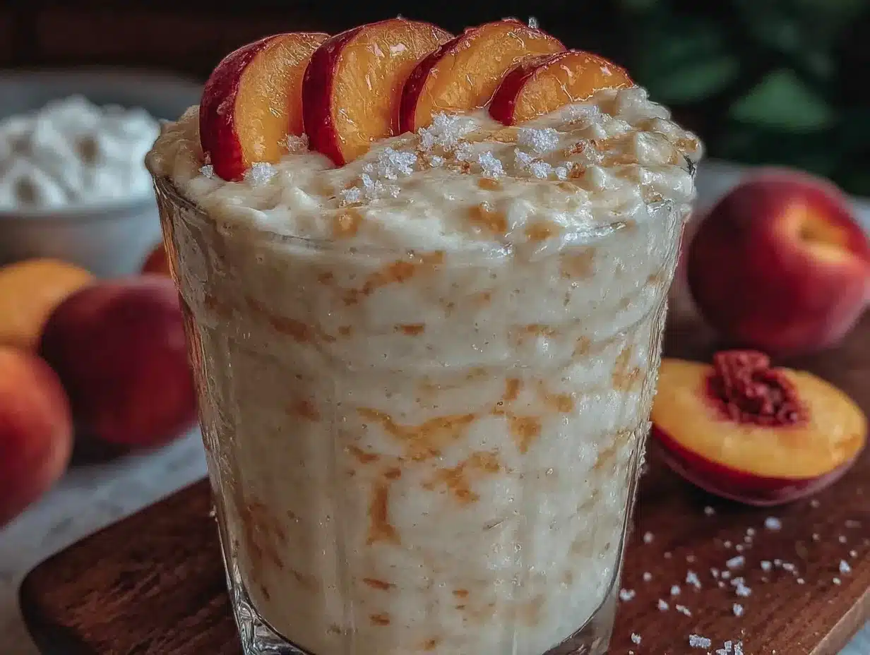 creamy peaches and cream protein smoothie preparation steps