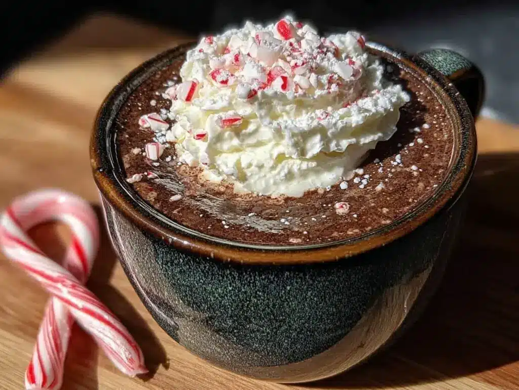 creamy peppermint hot chocolate - featured image