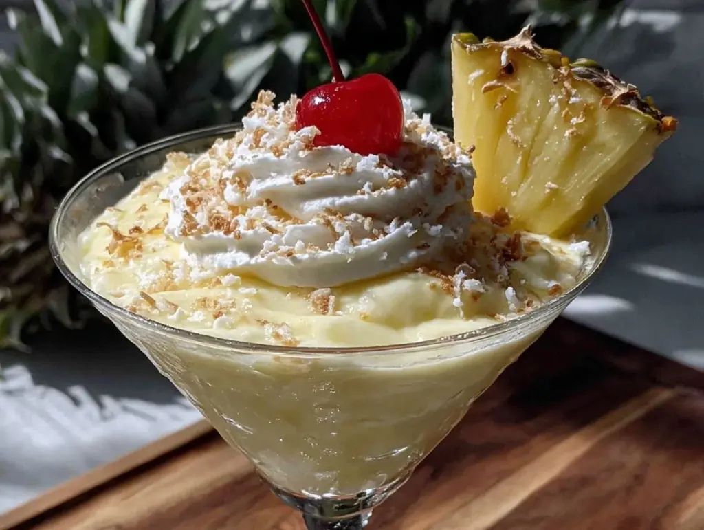creamy pina colada martini - featured image