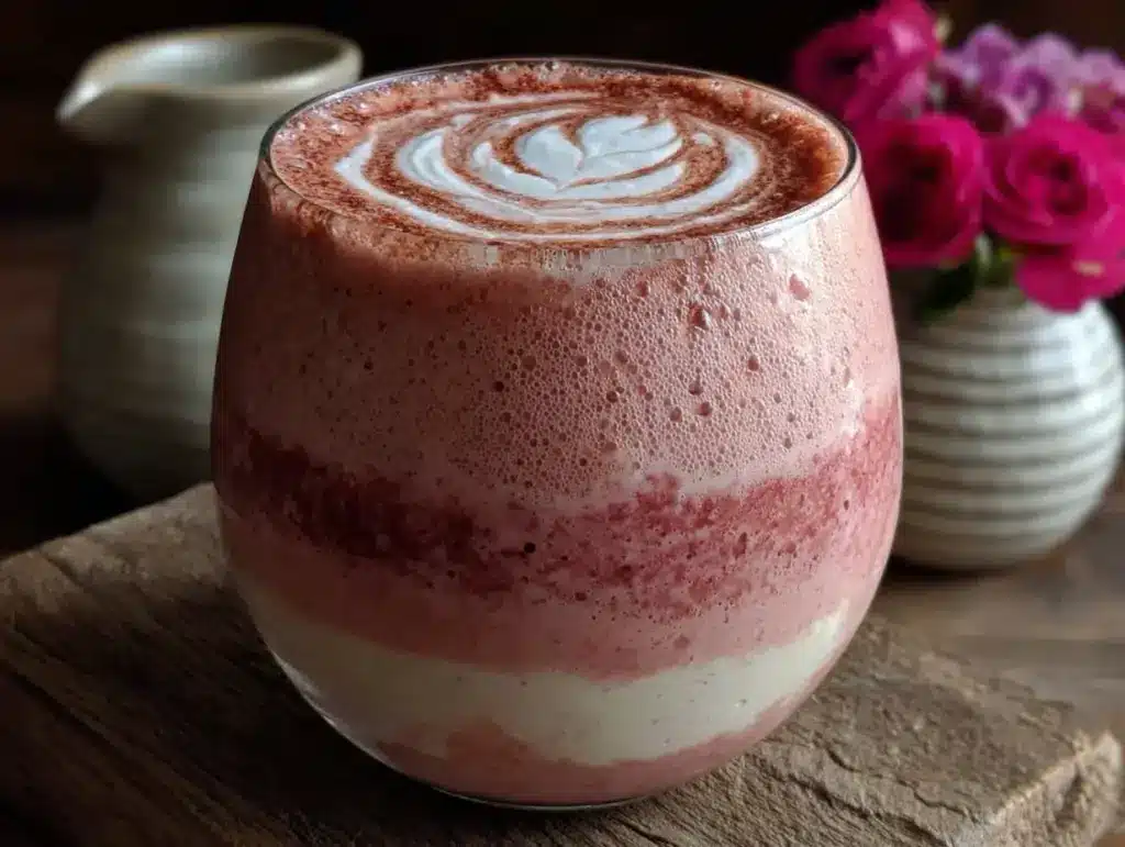 Creamy Pink Velvet Oat Milk Latte - featured image