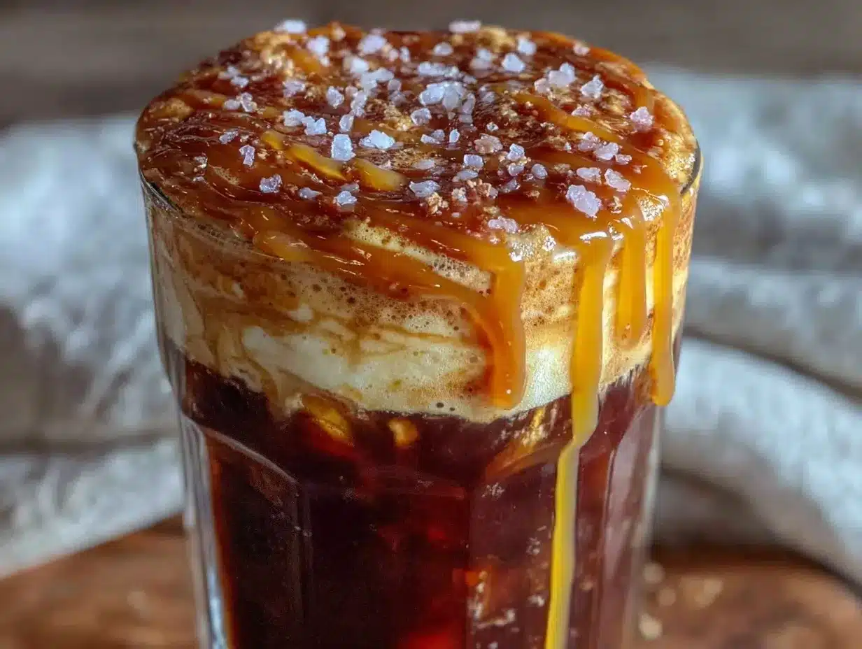 creamy salted caramel cold foam coffee recipe preparation steps