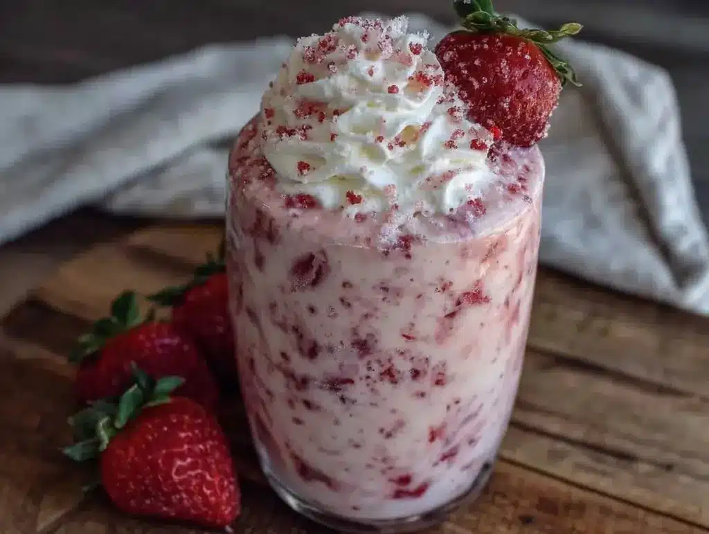 creamy strawberry cheesecake smoothie - featured image