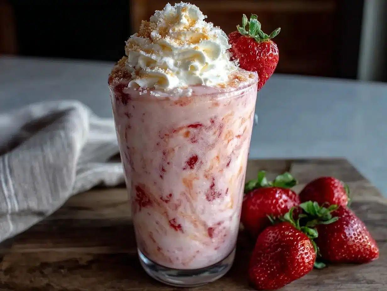 creamy strawberry cheesecake smoothie preparation steps