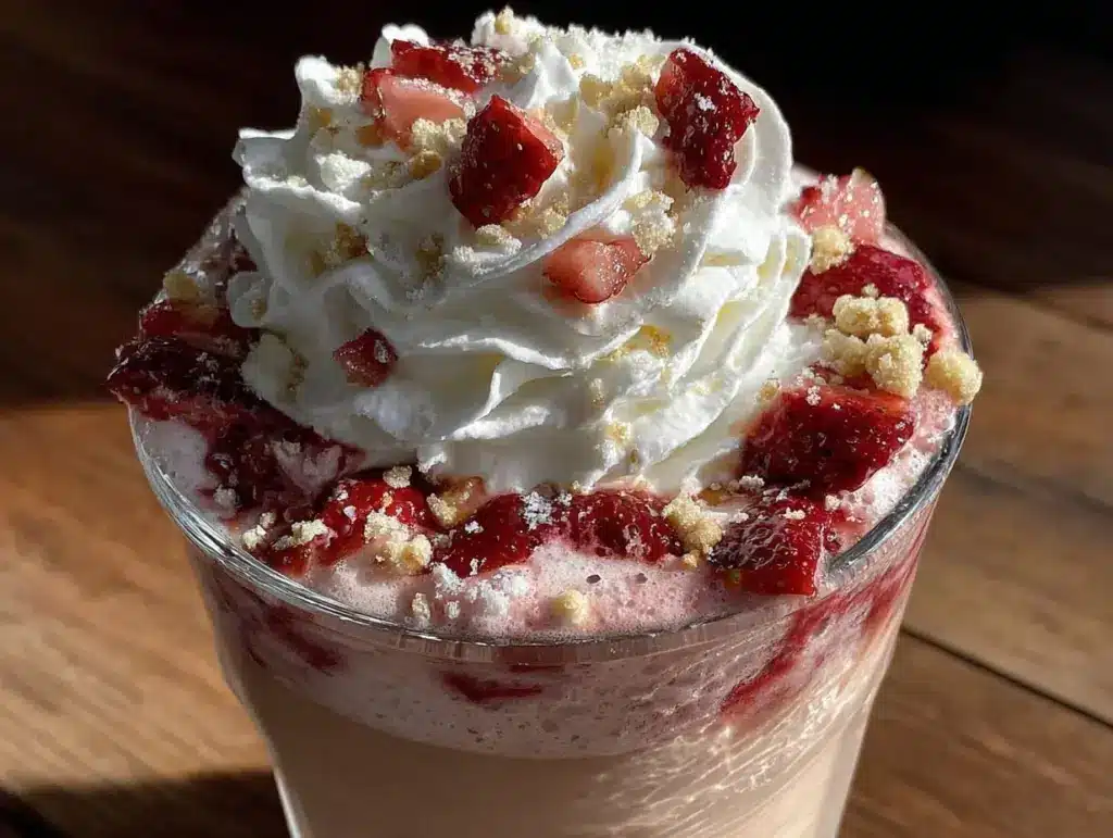 creamy strawberry shortcake latte delight - featured image