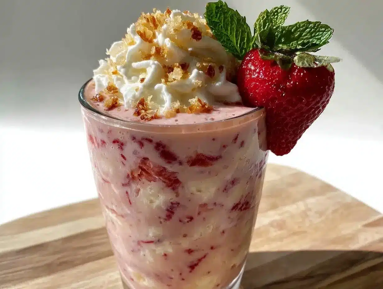 creamy strawberry shortcake protein smoothie preparation steps