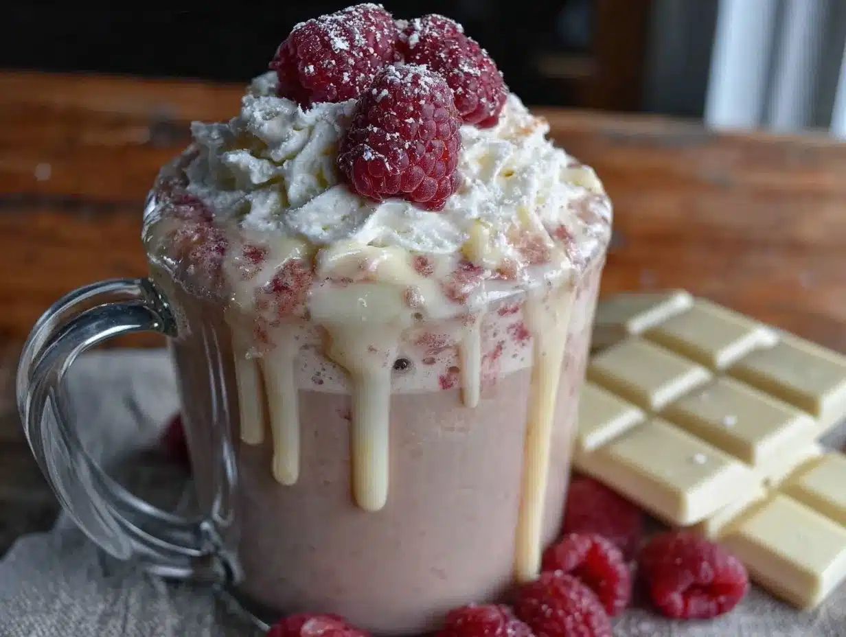 creamy white chocolate raspberry hot cocoa preparation steps