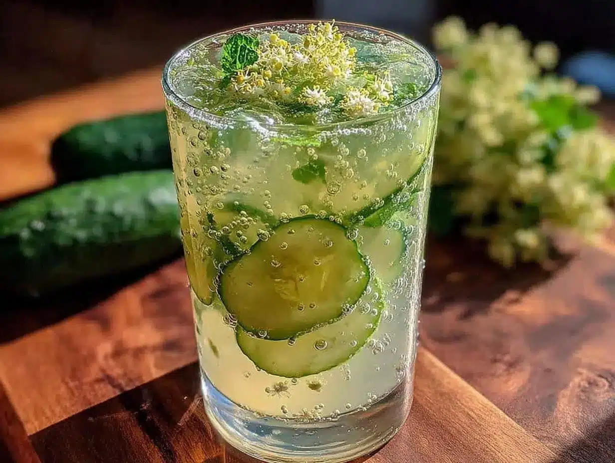 cucumber elderflower spritzer recipe preparation steps