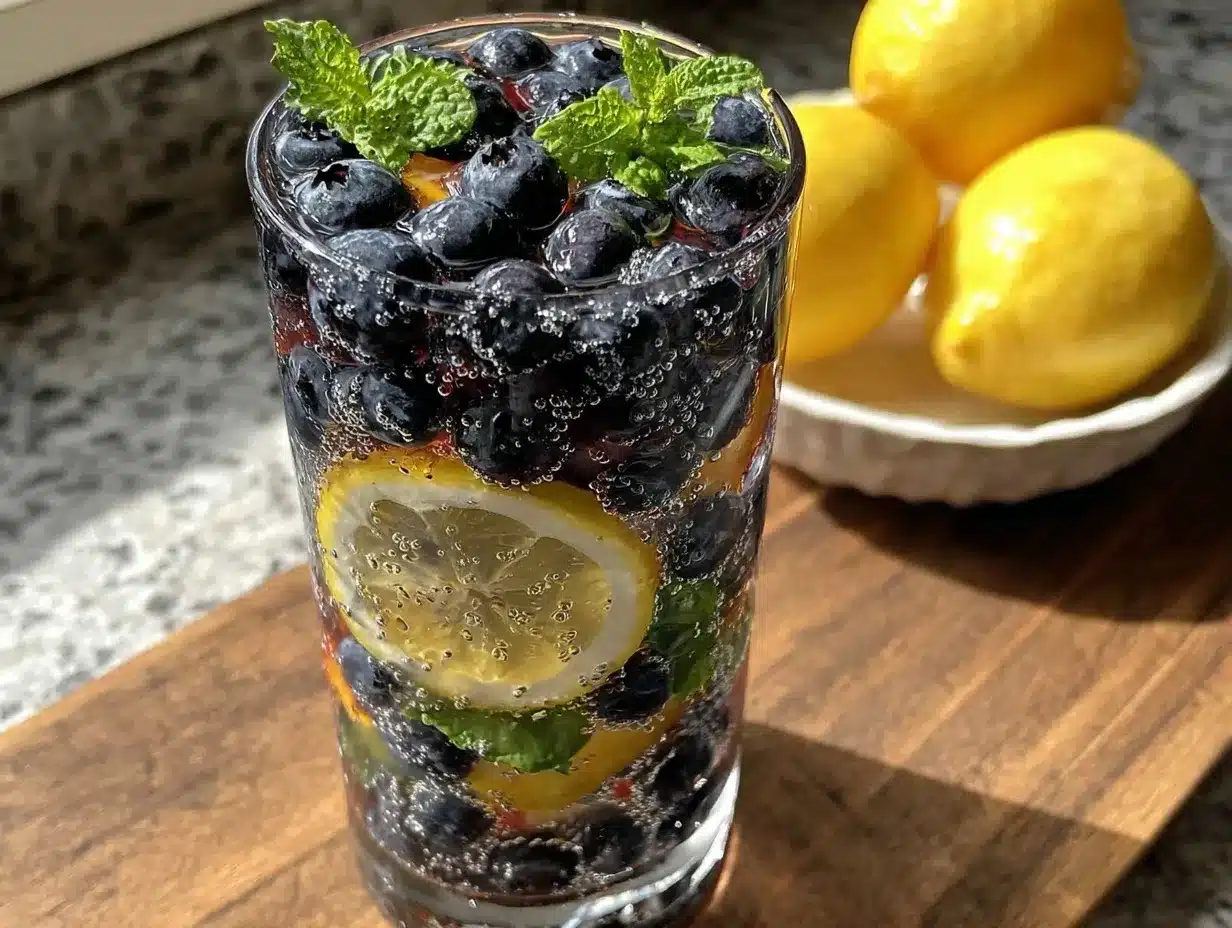 fresh blueberry lemon detox water preparation steps