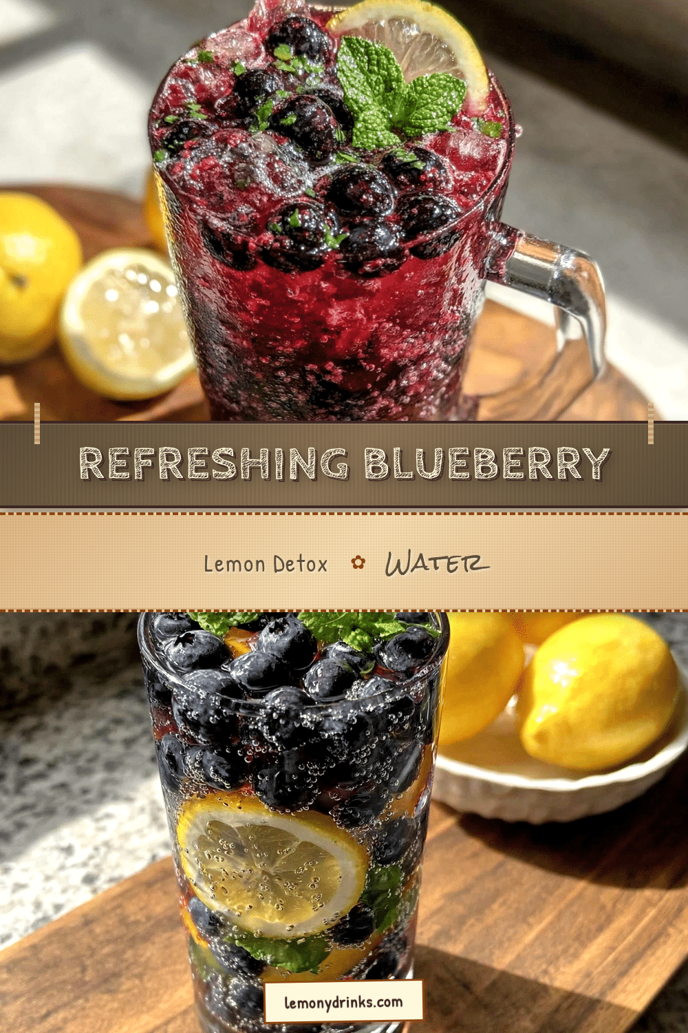 fresh blueberry lemon detox water recipe