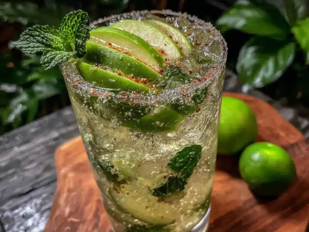 fresh green apple mojito mocktail - featured image