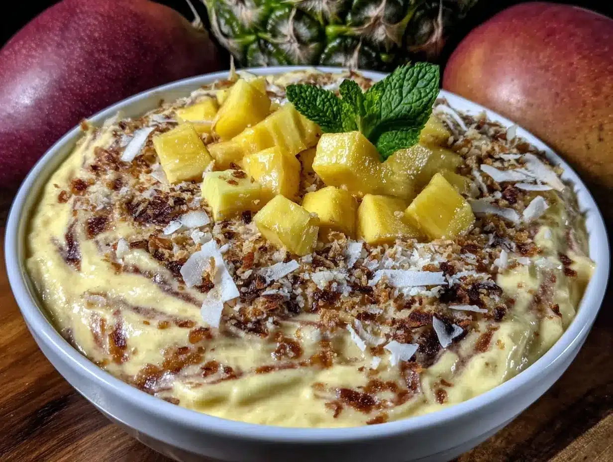 fresh mango pineapple smoothie bowl preparation steps