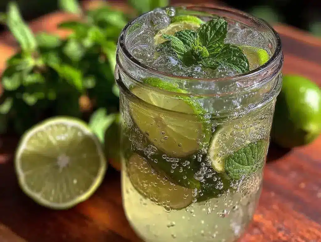 fresh mint lime cleanse drink - featured image