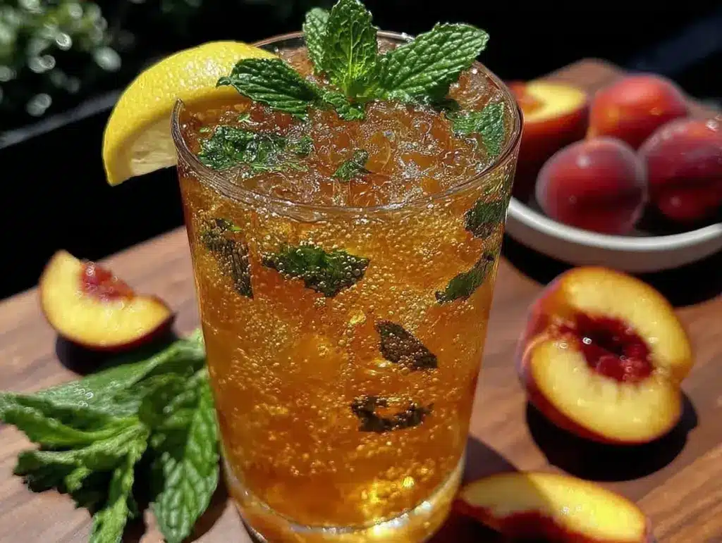 fresh peach lemonade with mint - featured image