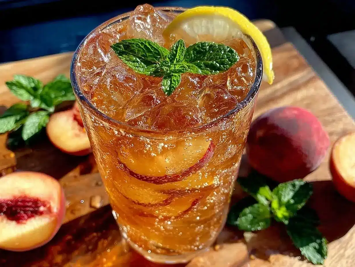 fresh peach lemonade with mint preparation steps