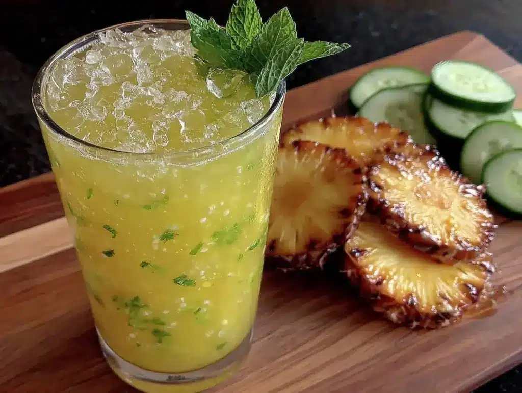 fresh pineapple cucumber detox juice - featured image