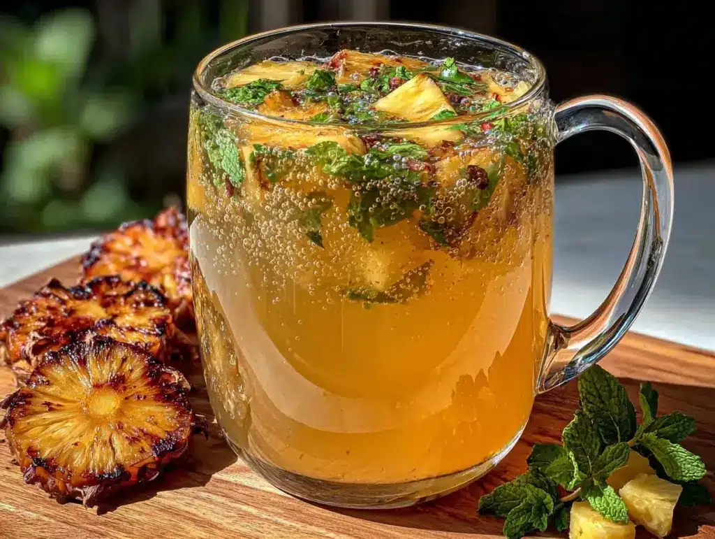 fresh pineapple green tea detox water - featured image