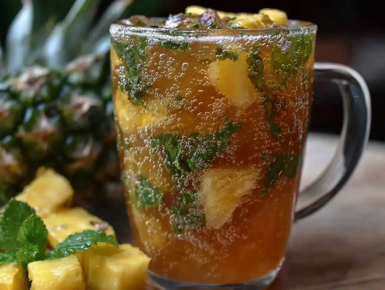 fresh pineapple green tea detox water preparation steps
