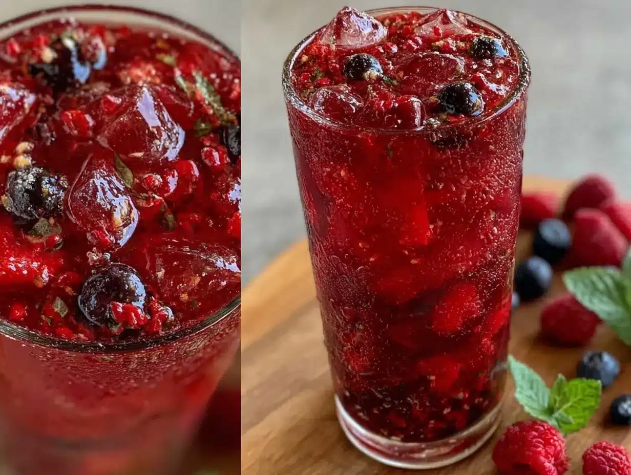 fresh red berry iced tea with hibiscus preparation steps